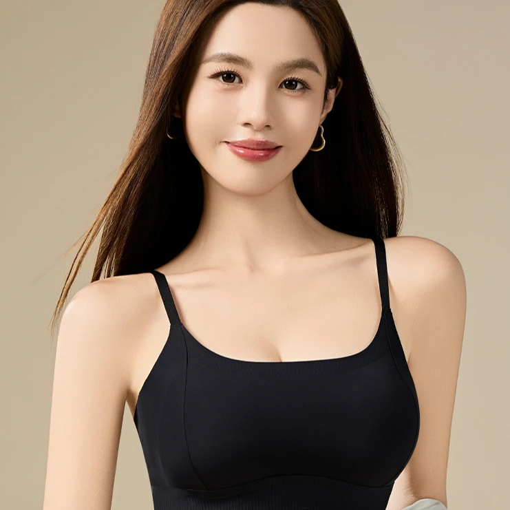 2025新款01聚拢薄款U型美背一体式无痕抹胸式防走光文胸女生内衣