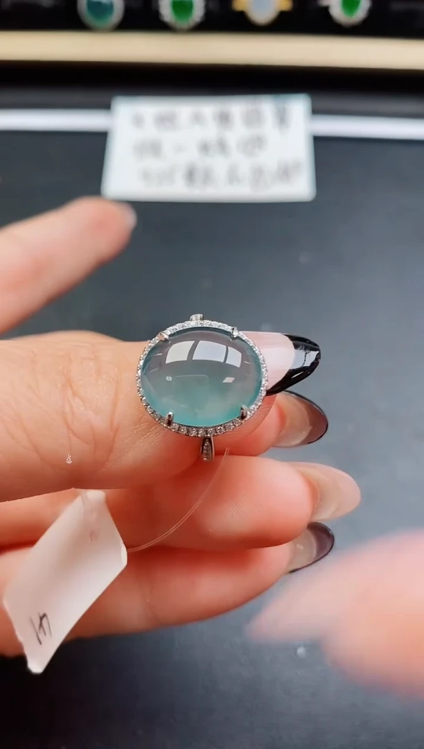 翡翠戒指银S925镶嵌508050