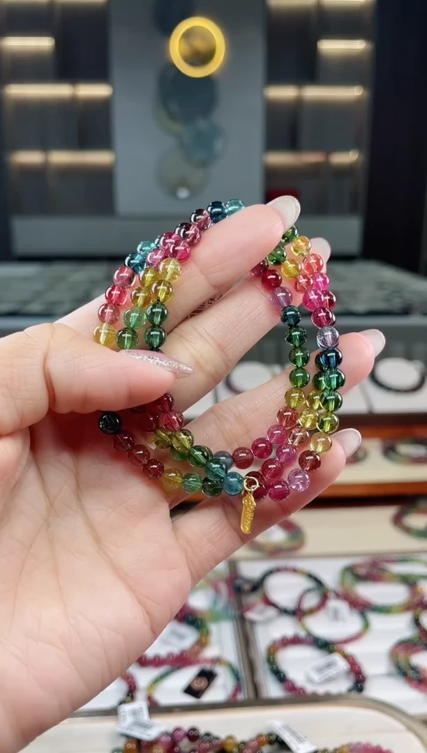 未镶嵌老矿碧玺三圈手串5mm+碧玺（多样性发一条）T