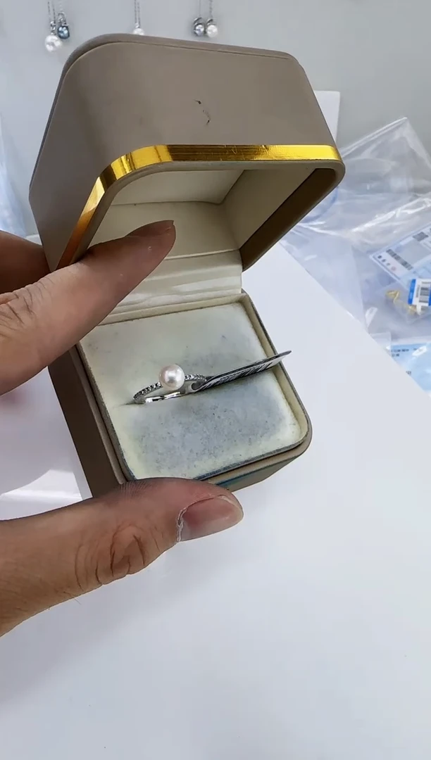 银S925镶嵌海水珍珠DA珍珠戒指 p1006