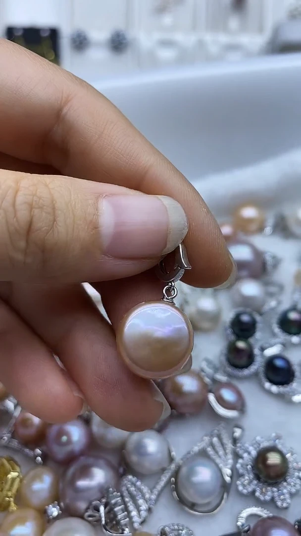 吊坠(不含链)银S925镶嵌淡水珍珠吊坠