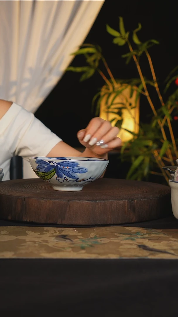 碗景德镇手工手绘高温釉下彩可进蒸箱烤箱洗碗机
