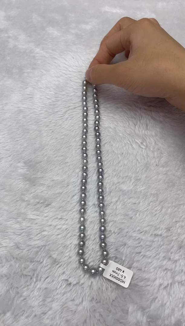 项链银S925镶嵌海水珍珠AK真多麻6.5-7mm