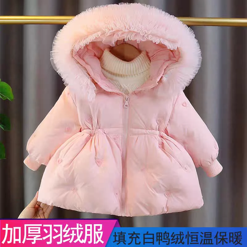 N300蕾丝花边帽羽绒服甜美可爱