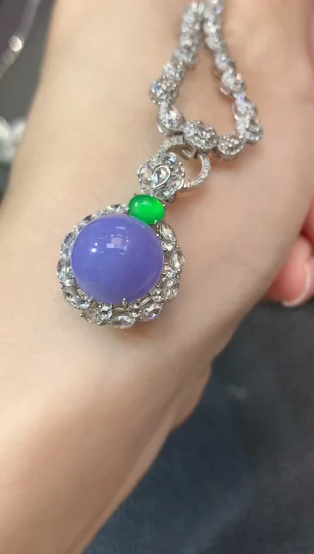 吊坠(不含链)18K金镶嵌翡翠D2 紫货有一定色差