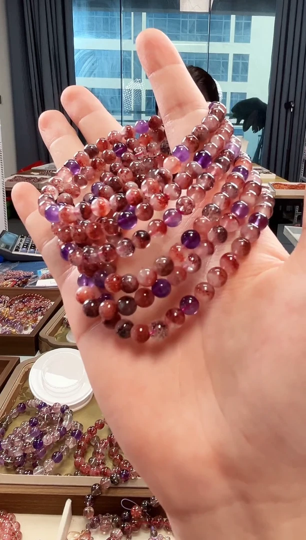 未镶嵌手串水晶桃花醉超七单圈手串5mm【多样性发一】