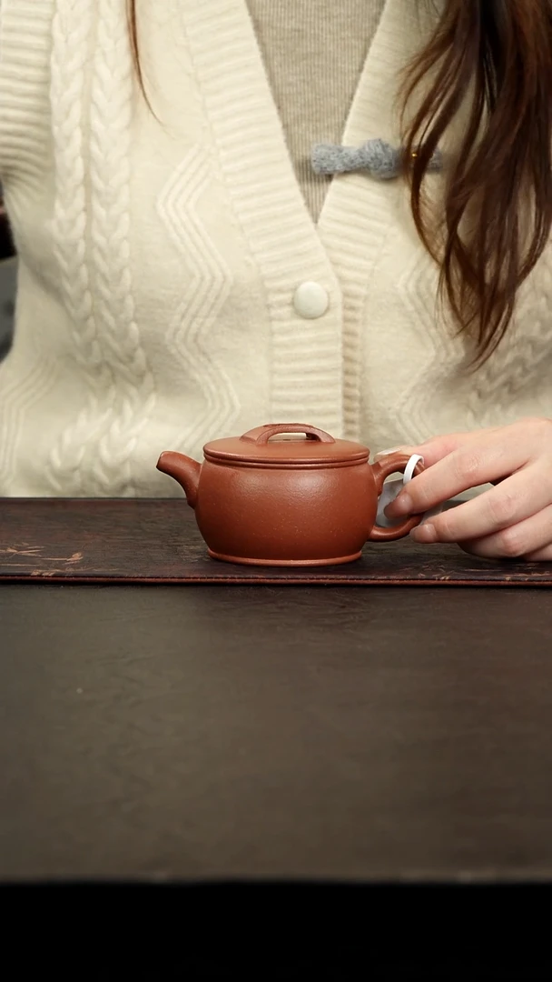 茶壶紫砂红降坡传统汉瓦160cc