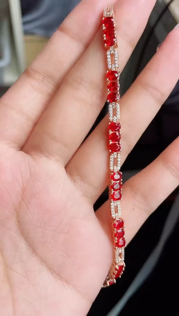 【闪购商品】彩色蓝宝石手链银S925镶嵌手链