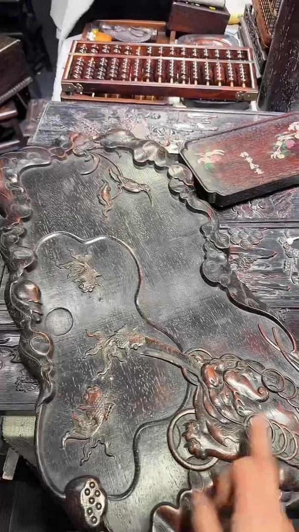 木紫檀金蟾茶海11111