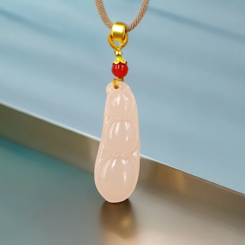 精选厚桩粉色福豆吊坠H02-14赠绳礼盒(多样性发)