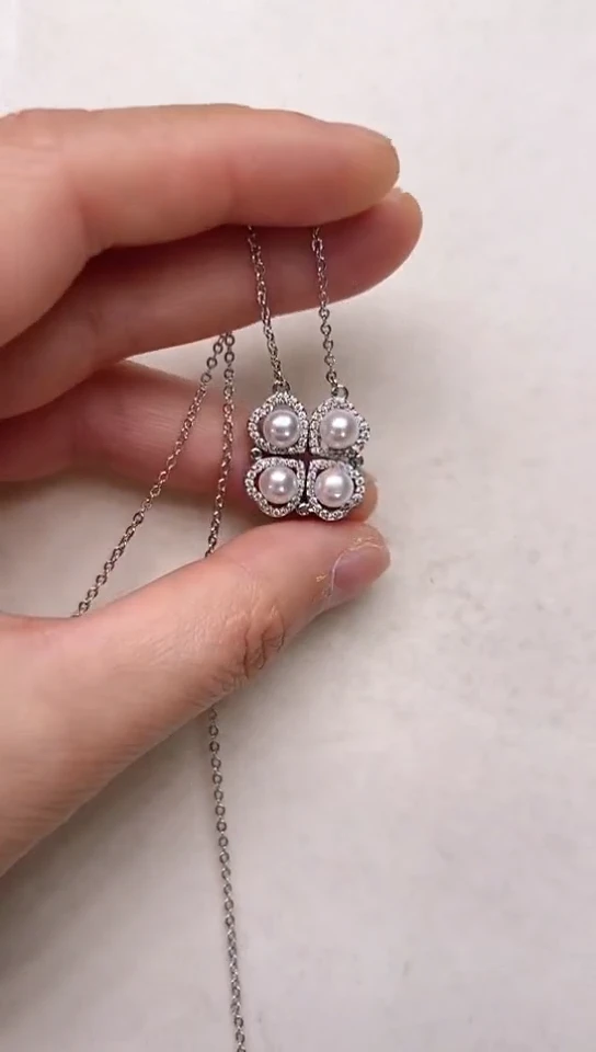 【闪购商品】淡水珍珠颈饰合金四叶草