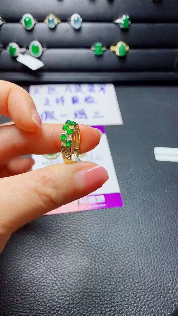 银S925镶嵌戒指翡翠  天然翡翠A货s925银镶