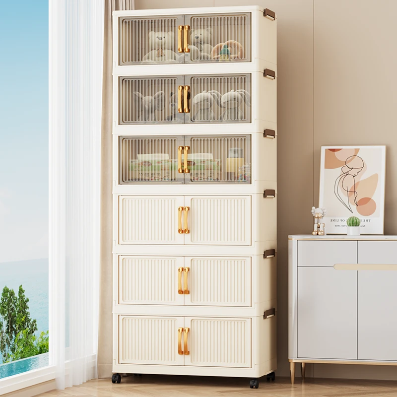 (80型柜子）大容量收纳柜免安装储物柜加厚卧室衣服杂物收纳柜BW