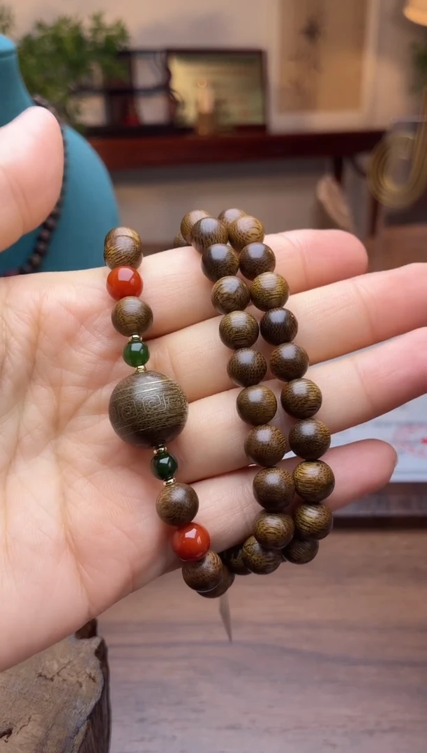 沉香手串沉香【非遗】富森红土铁锈红沉08三圈设计