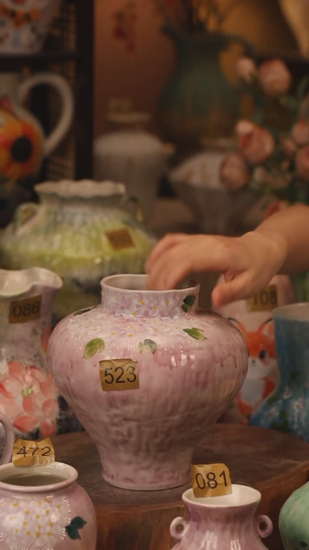 陶瓷523景德镇设计师手作花器摆件侘寂风