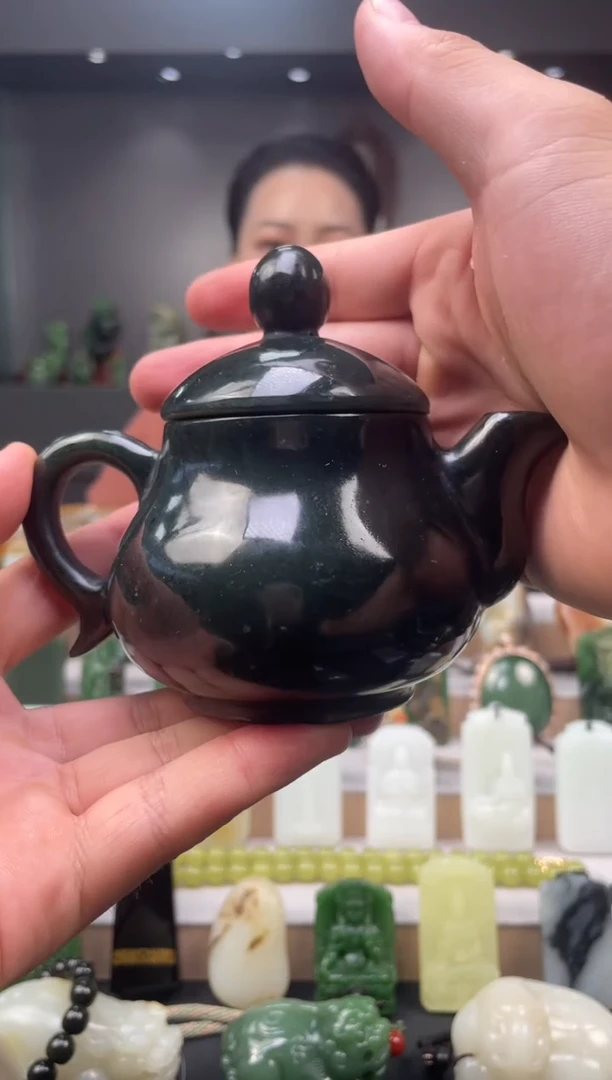 和田玉未镶嵌摆件茶壶4