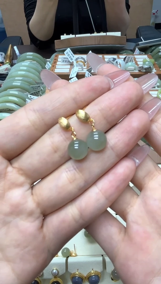 和田玉戒指未镶嵌和田玉银镶高冰耳饰