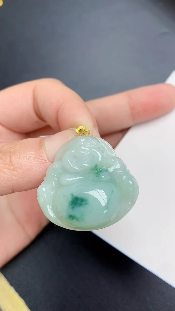 颈饰18K金镶嵌翡翠天然缅甸A货百元以上9元证书费自理