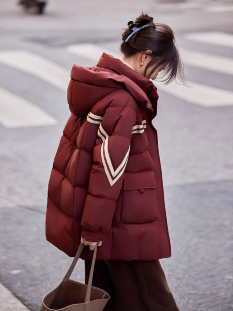 中长款羽绒服#安可拉红