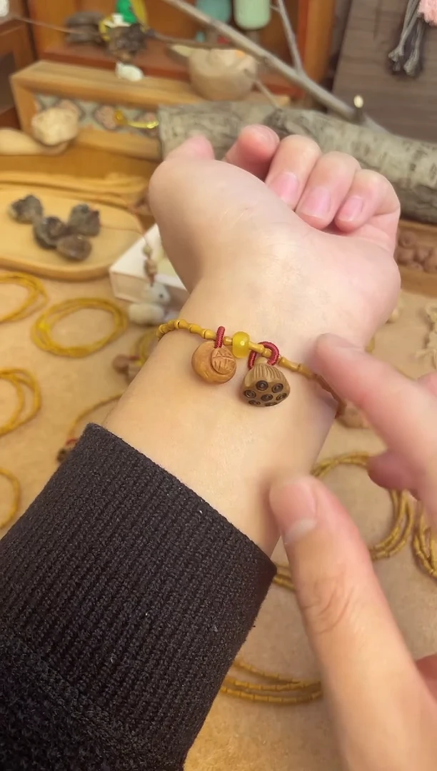 竹节手串一物一拍单圈加黄跑环好运连连