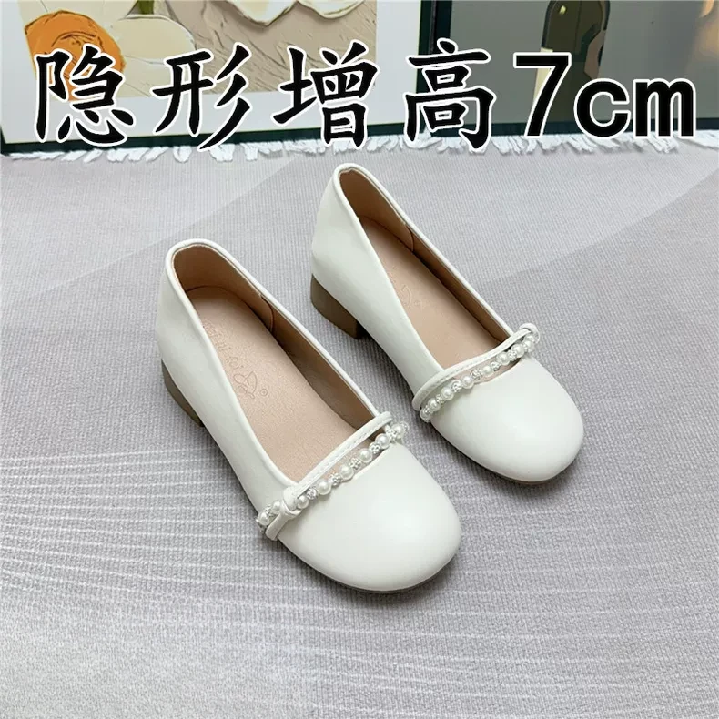 真皮玛丽珍女小个子内7cm百搭内流行女内美式鞋子