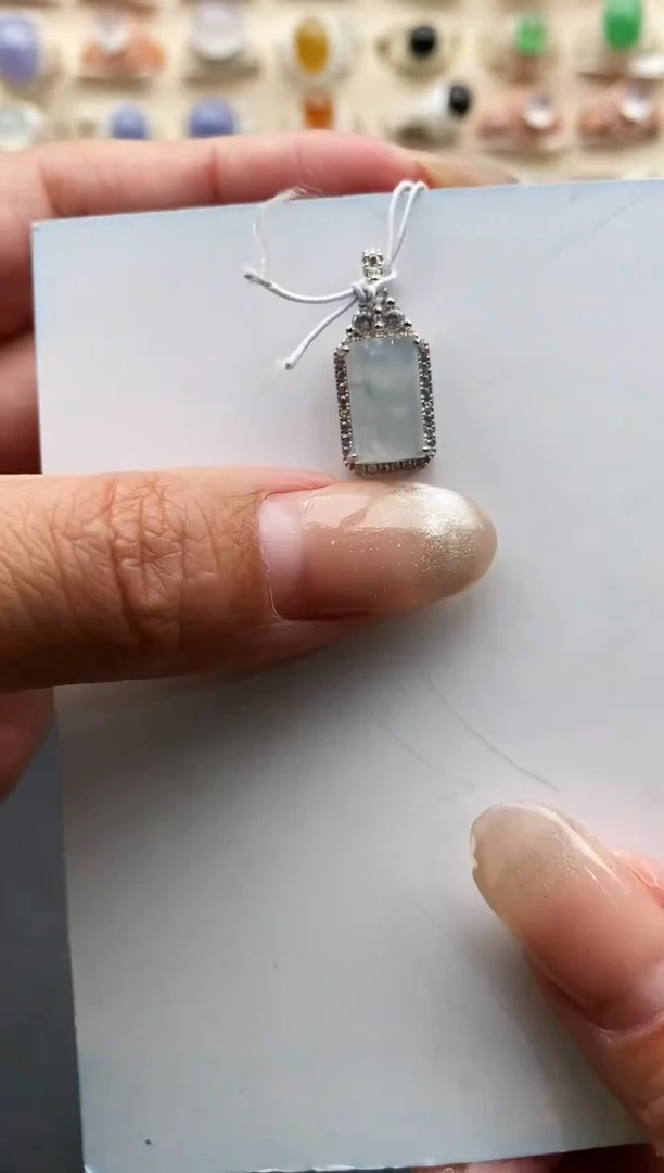 银S925镶嵌戒指翡翠缅甸天然A货翡翠3 6-4