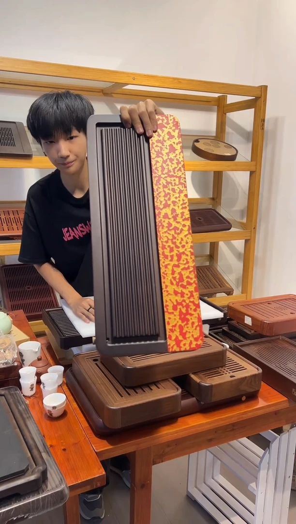 大气红色家用茶盘