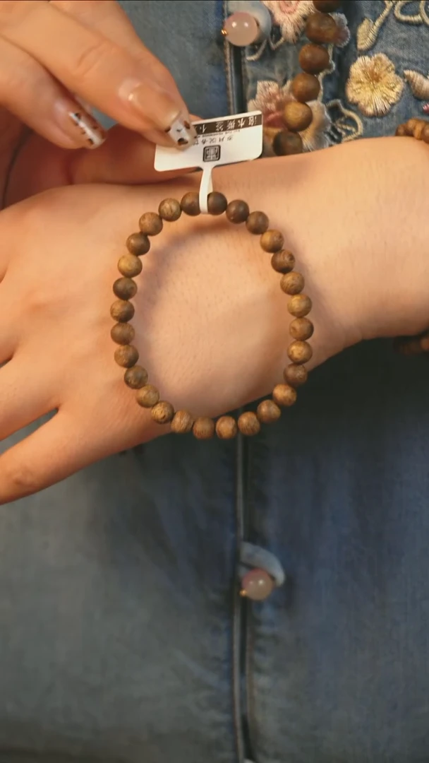 沉香手串6mm海南莺歌绿奇楠沉香单圈2g+