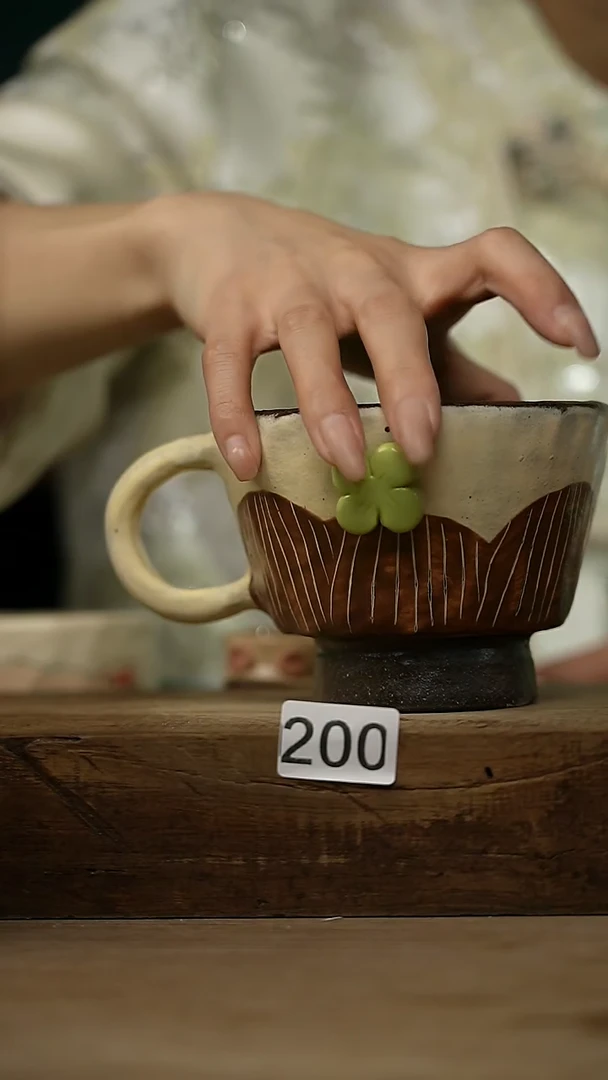 【闪购商品】瓷片新品 设计师 手作款 小猫 花花转转杯