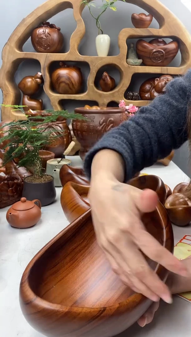 香樟木A8元宝果盆/尺寸