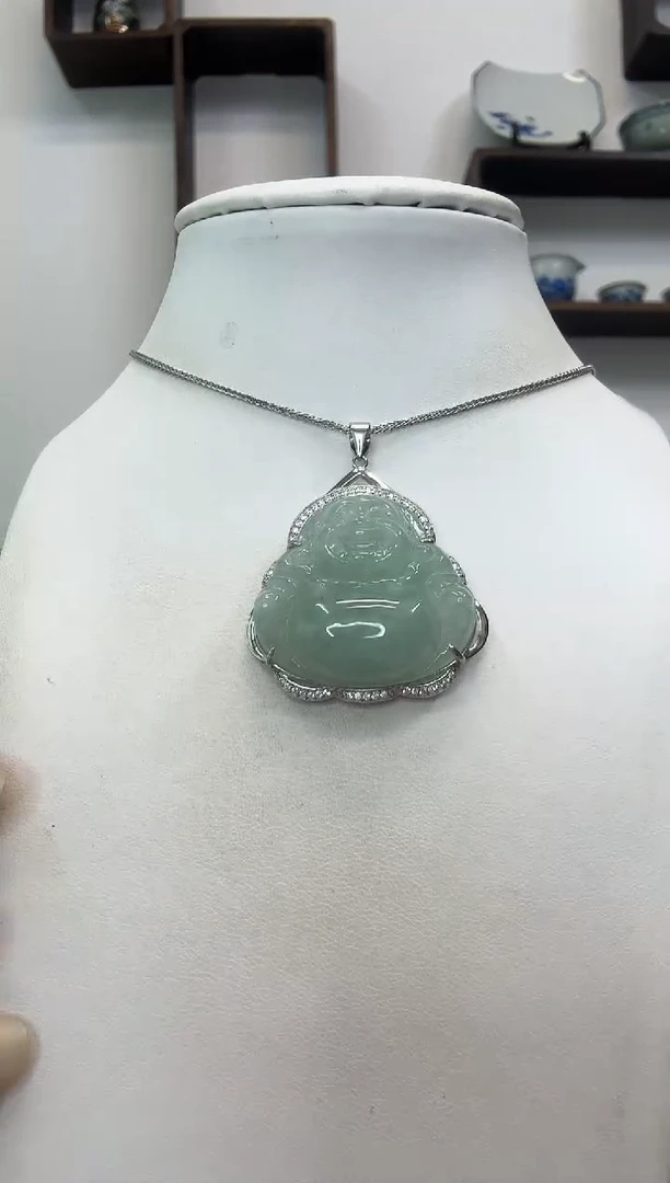 吊坠(赠链)银S925镶嵌翡翠佛公