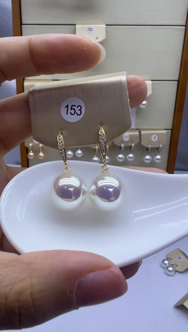银S925镶嵌耳饰淡水珍珠153