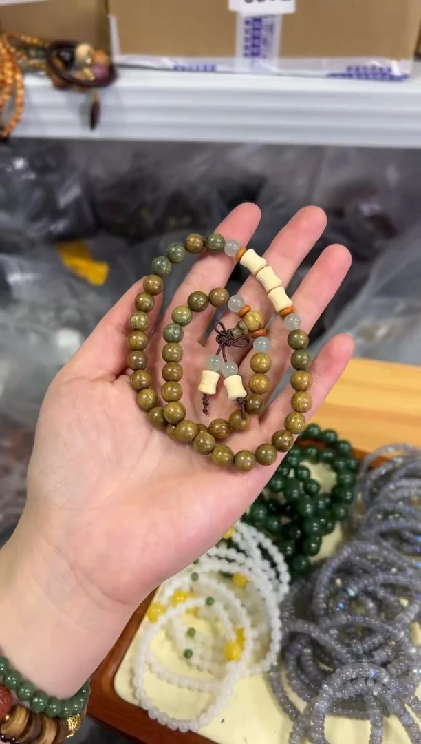 【闪购商品】维腊木（绿檀）手串/手链绿檀木竹节设计款双圈[0242]