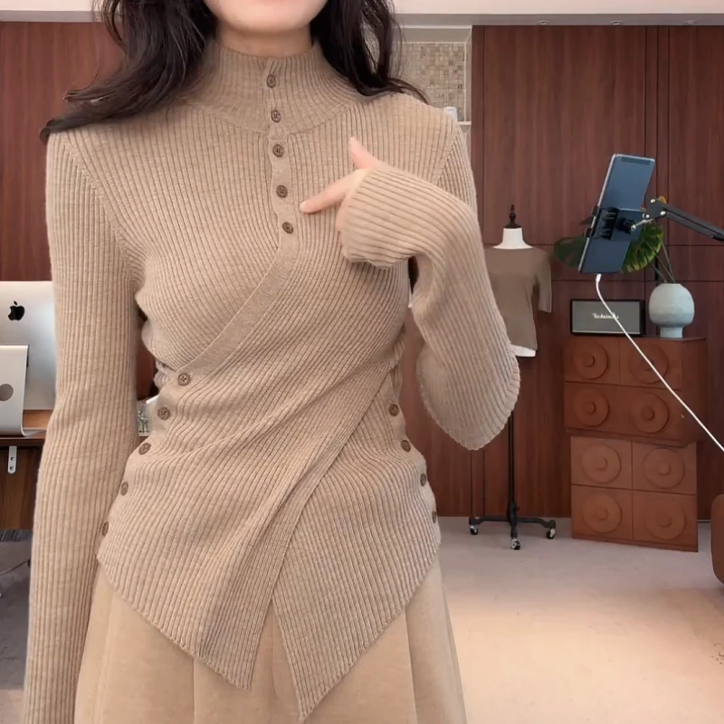 2025秋冬新款拼接圆领设计师时尚针织衫上衣LK2508073
