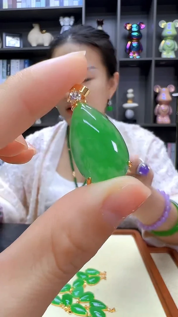 翡翠14K金镶嵌颈饰丹丹diy劲饰