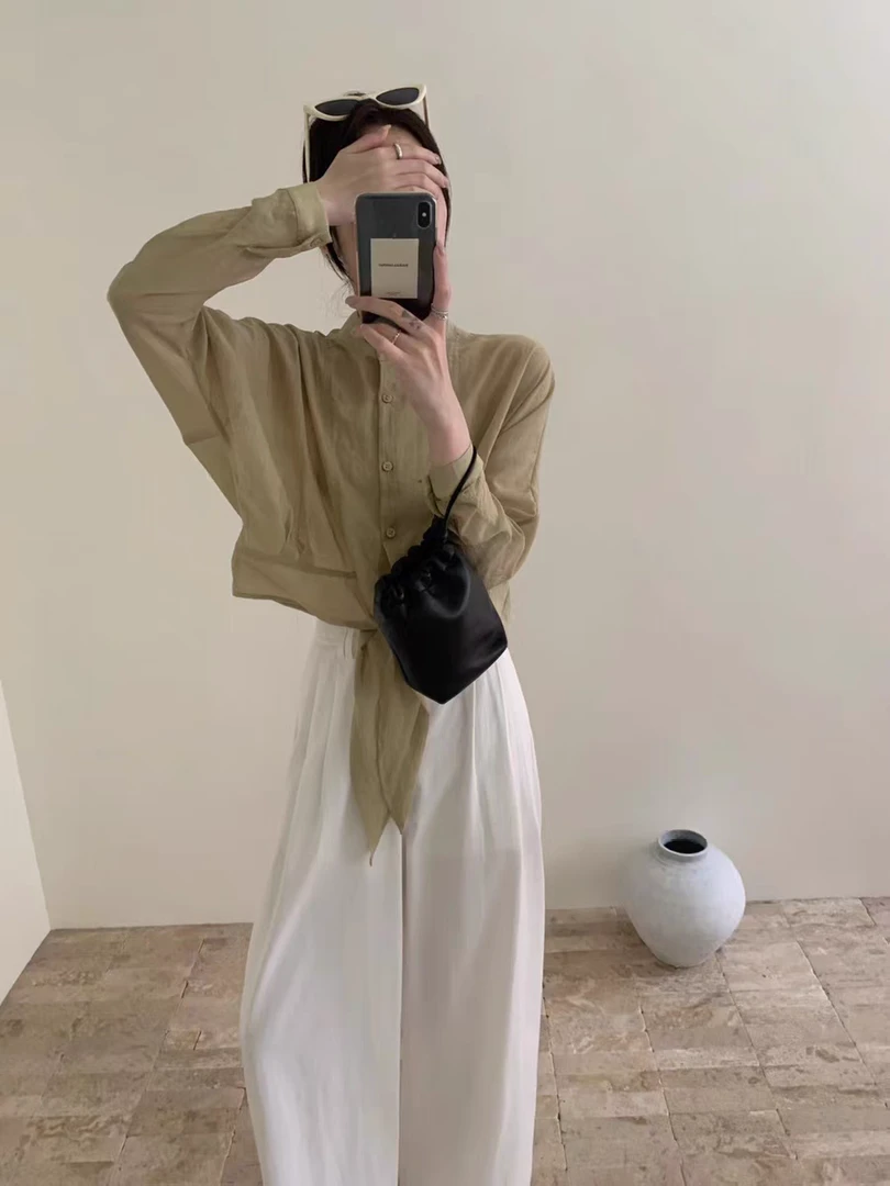 撤柜清仓设计感小众薄款宽松长袖复古港味衬衣春夏季防晒衬衫