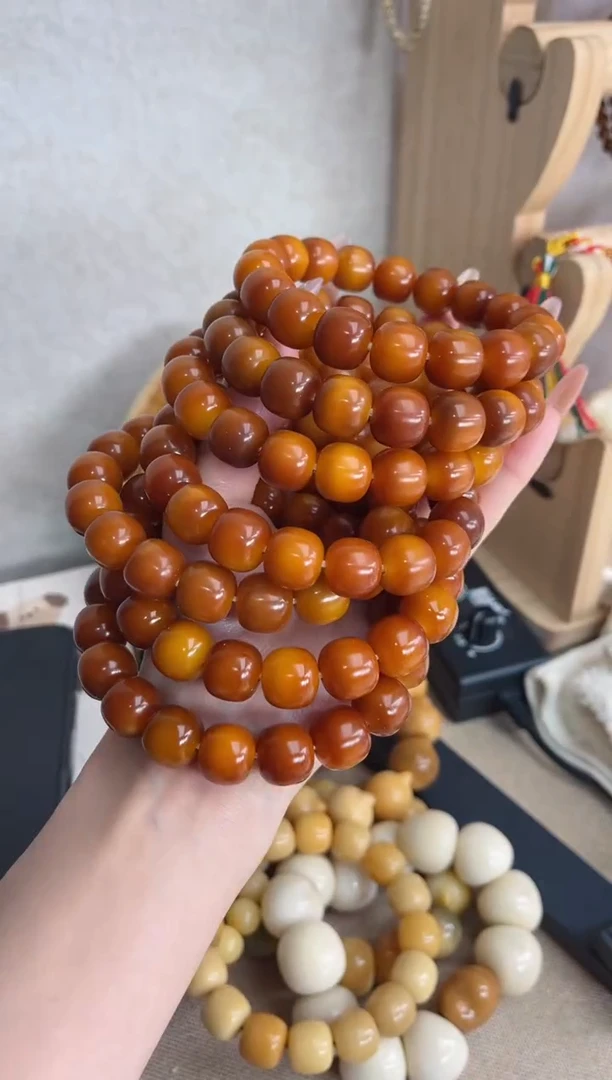 【闪购商品】菩提根/象牙果手串M550干磨深橙桶珠13*14mm手串