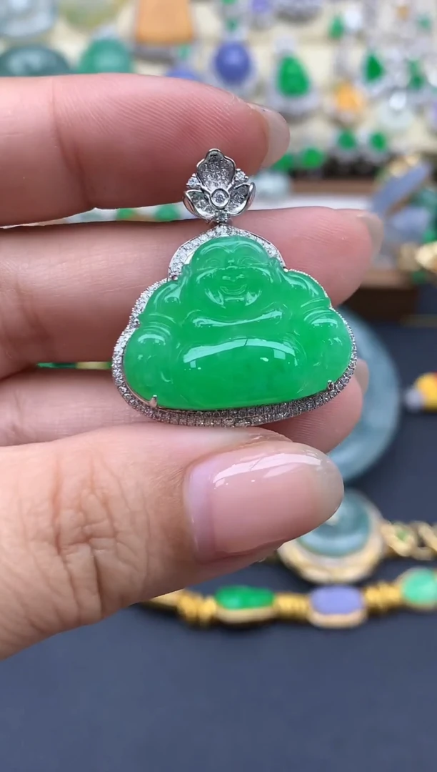 翡翠18K金镶嵌颈饰465-春日珠宝