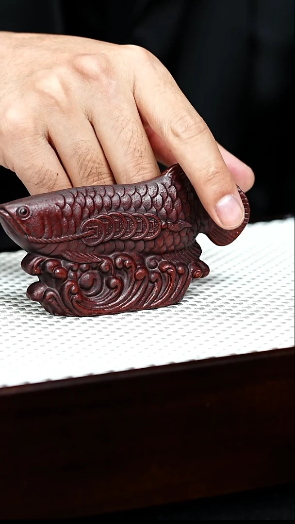 茶杯紫砂宜兴紫砂 茶宠 金龙鱼