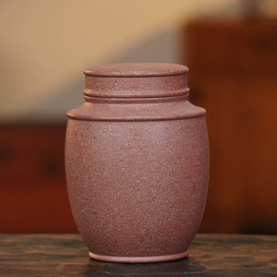 茶叶罐 | 宜兴紫砂 桃花泥光素茶叶罐醒茶罐