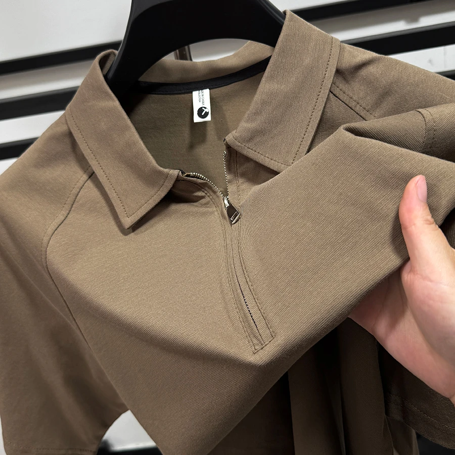 Zero Degree North高档拉链短袖t恤男夏季新款休闲吸汗透气POLO衫