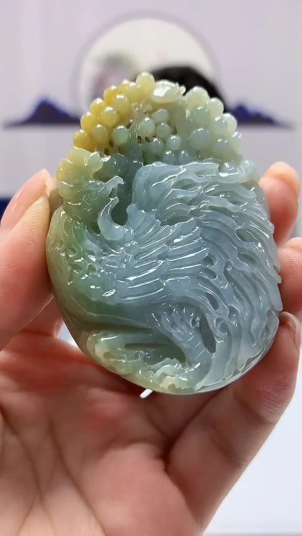 【闪购商品】定制翡翠未镶嵌5060ms-毛货挂件170