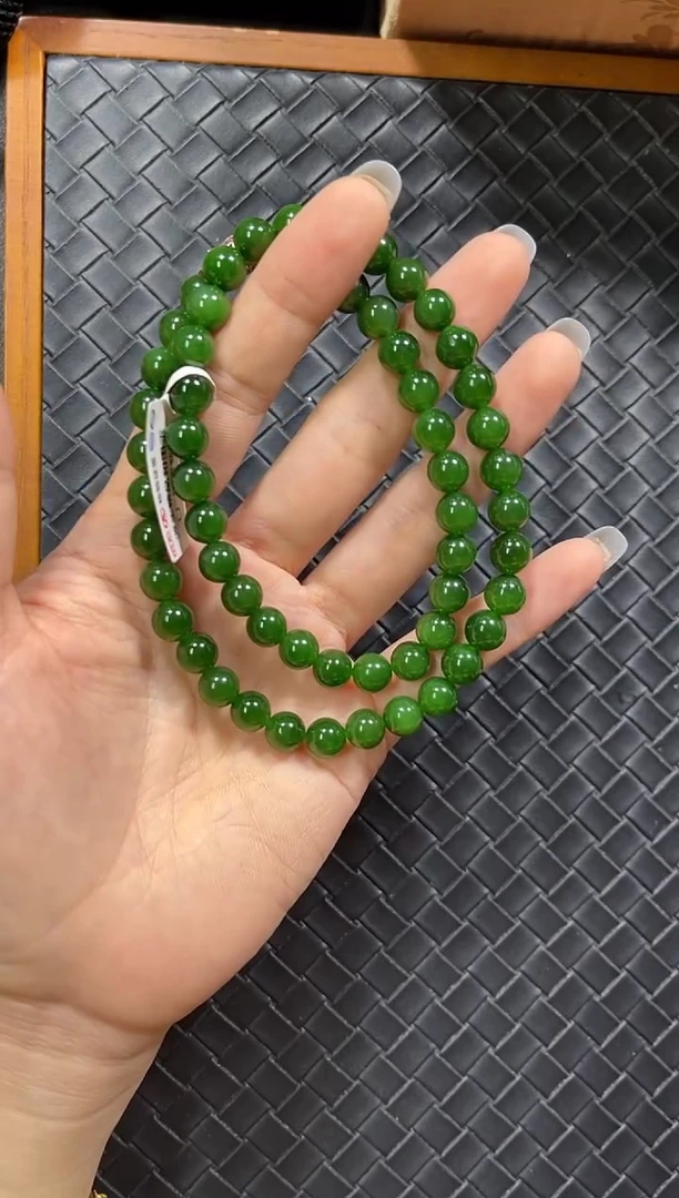 [玉结缘] 和田玉俄老料碧玉±8mm辣阳绿妈妈链闹闹妈链接