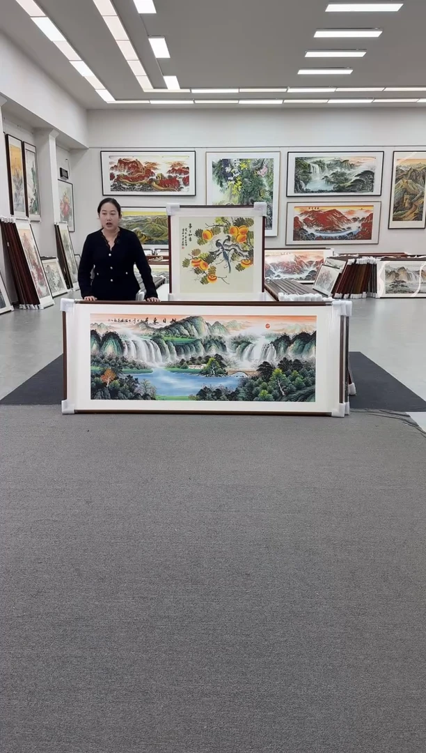 国画手绘 旭日东升 219*88