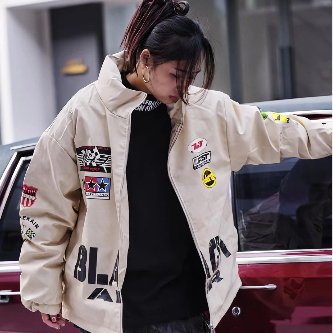 机车皮衣羽绒服男女加厚保暖冬季潮牌白鸭绒外套情侣羽绒夹克