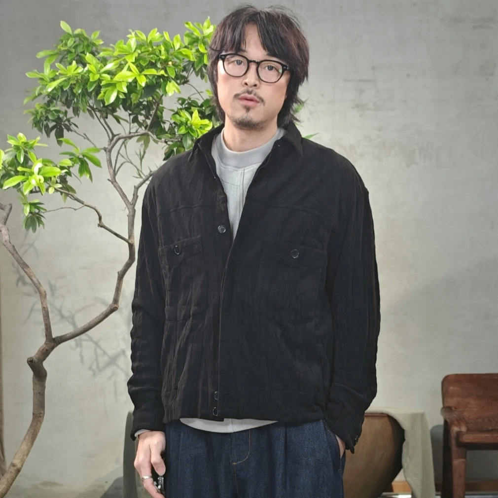 北纬三十度品牌男装秋冬痞帅夹克慵懒仿麂皮绒老钱褶皱猎装夹克