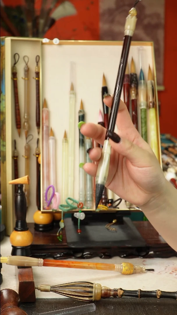 孤品高货毛笔链接 清水试笔 蘸墨不退