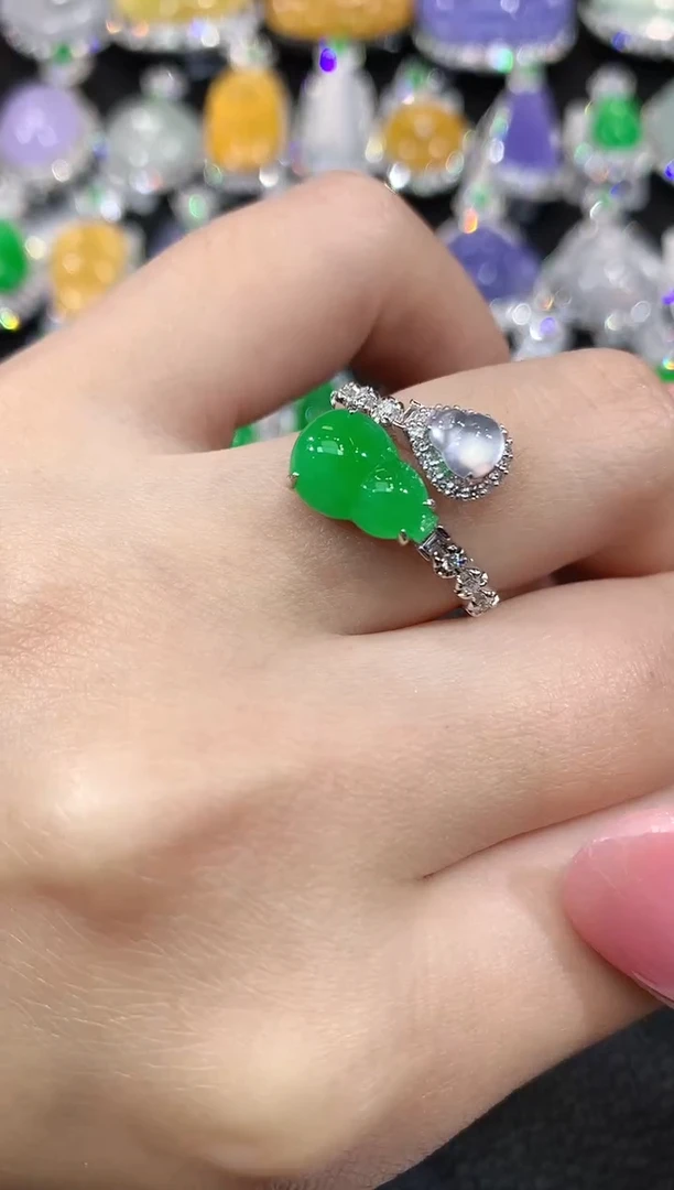 18K金镶嵌戒指翡翠C58