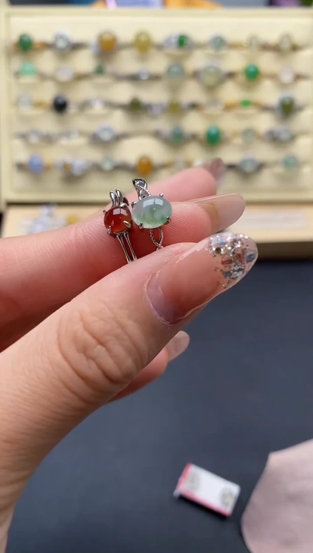 银S925镶嵌戒指翡翠22222222+10