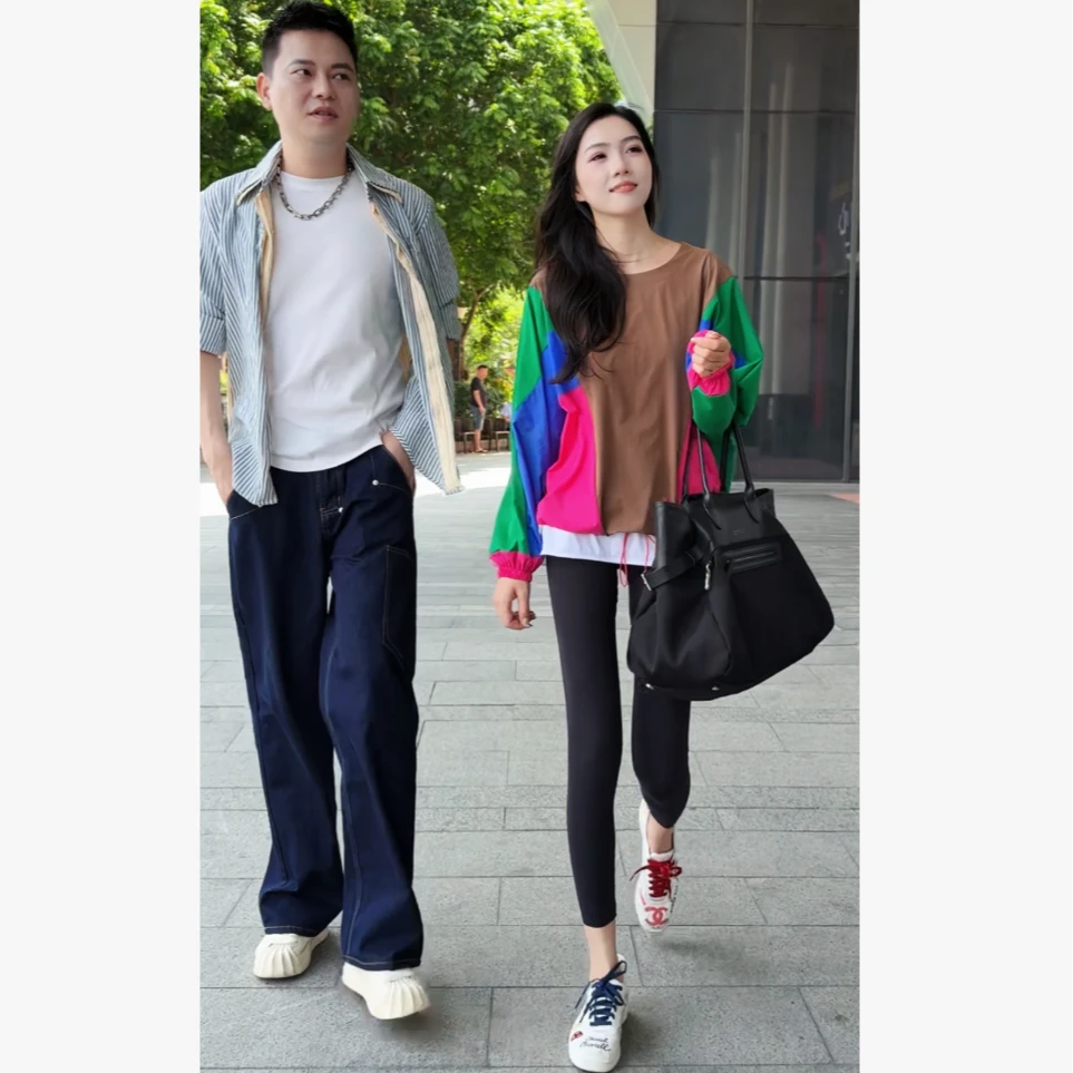 秋季薄款时尚拼色运动长袖休闲套头外套G0323